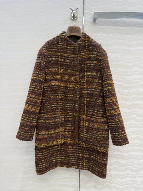 Loro Piana Elegant Alpaca Wool Tweed Coat