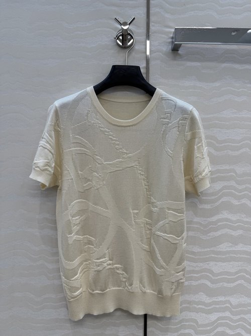 Polo Ralph Lauren High - end Embossed Jacquard Slimming Short - sleeve Top