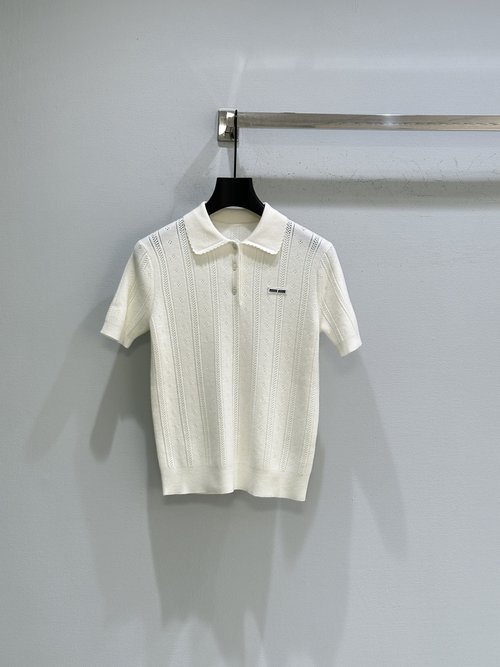 Miu Miu Classic Knit Hollow-Out Series with Logo and Flattering Waist