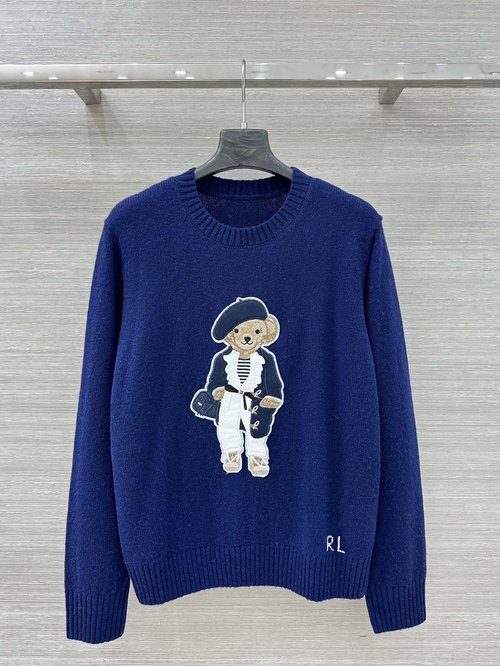 Loro Piana High-Quality Bear Embroidery Wool-Cashmere Sweater