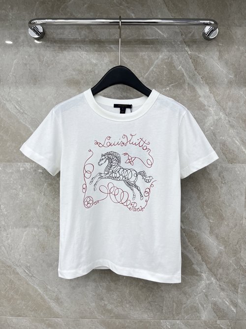 Louis Vuitton Exquisite Loose-fit Horse-themed Printed Short-sleeved T-shirt