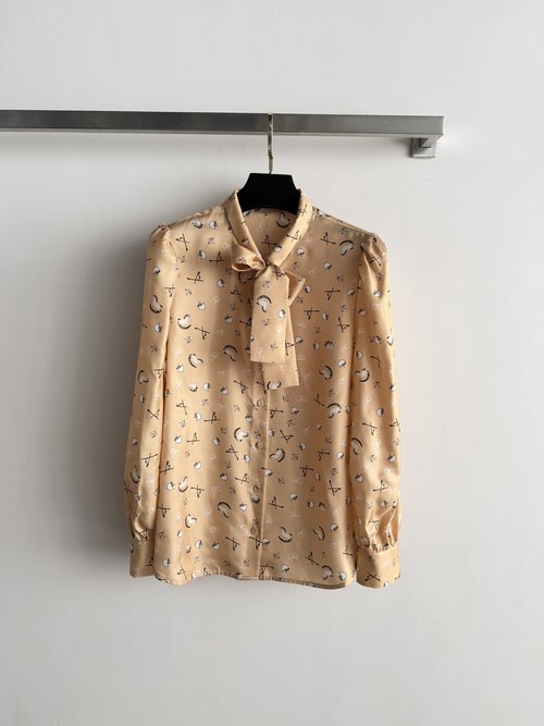 Max Mara Horse - Themed Silk Shirt, Feminine Ruffled Back