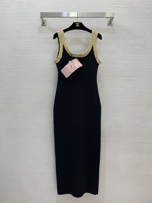 Miu Miu Sequined Embroidered Slit-Trimmed Bodycon Sling Dress