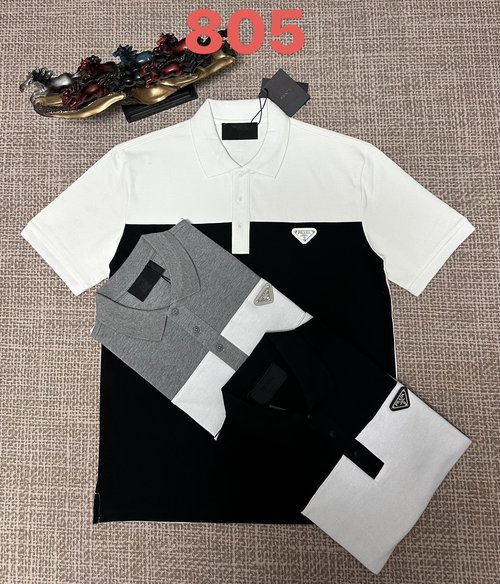 Prada Cotton Pique Shirts with Spliced Design Elements