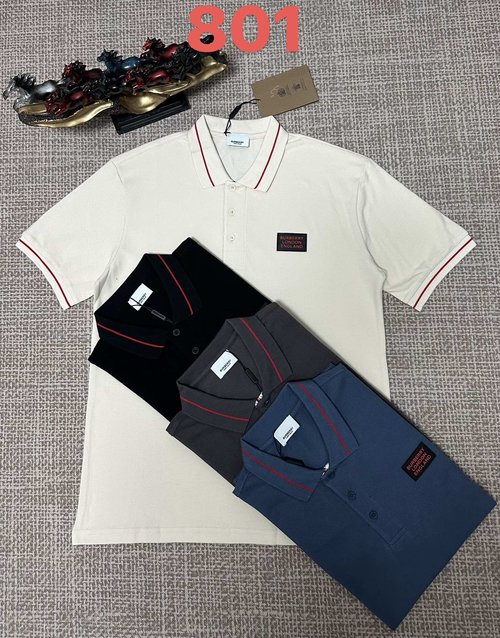 Burberry Cotton Pique Shirts with Badge Detailing in Various Colors