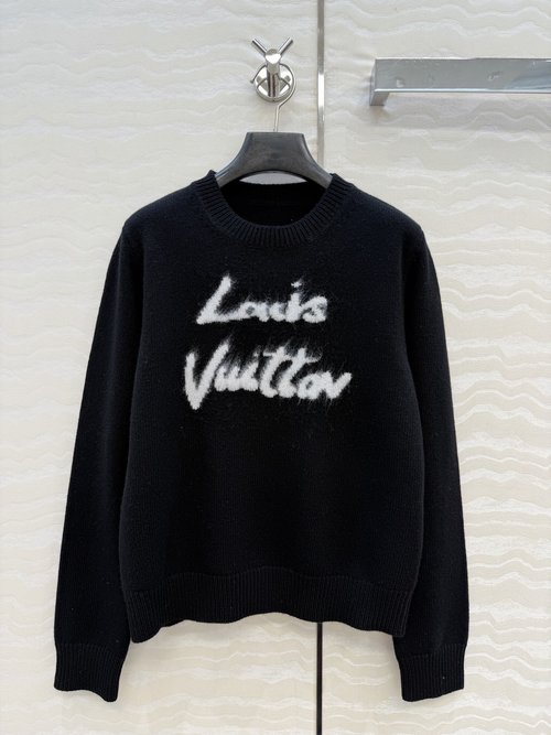 Louis Vuitton MONOGRAM Jacquard Letter Cashmere Sweater, Slim and Stylish