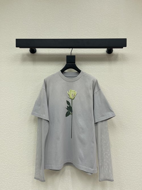 Acne Studios Yellow Rose Print Fake Two - Piece Long - Sleeve Top