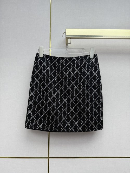 Gucci Double G Rhinestone Mini Skirt, Trendy Graceful