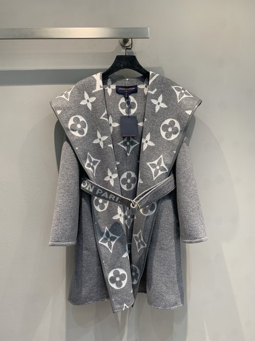 Louis Vuitton Mid-length Wrap Coat in Silk-Wool Blend with Big Lapel