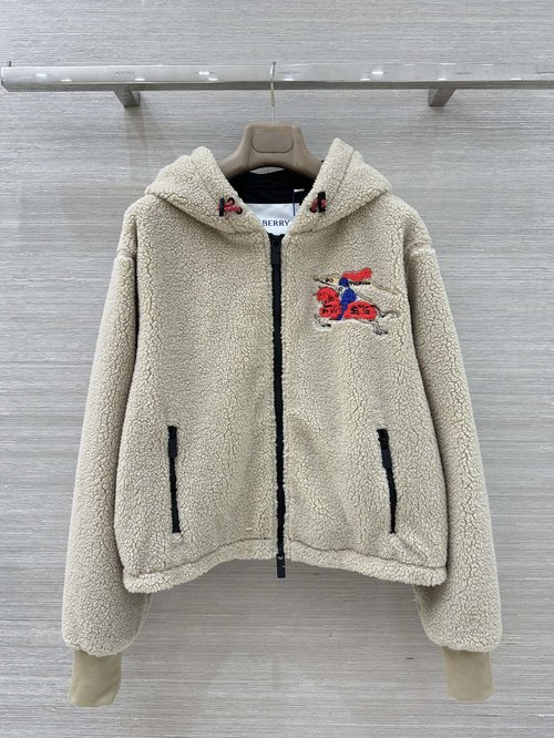 Burberry Exclusive Teddy Fleece Hooded Jacket with Binding