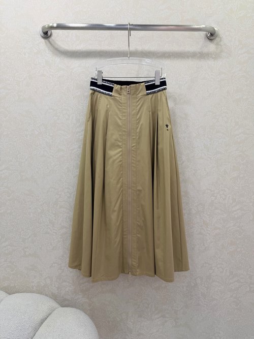 Dior Elegant High-Waisted Skirt with Logo Tape and Bee Embroidery