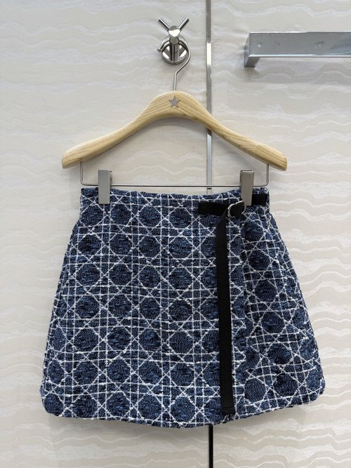 Dior Miss D Tweed A-line Shorts Skirt, Elegant Style