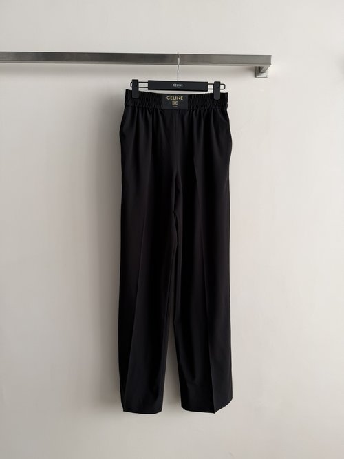 Celine Logo Belt Straight-Leg Trousers, Unique and Stylish