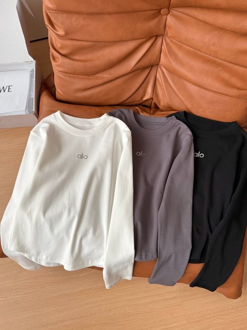 Alo Alo Round Neck Fleece Long Sleeve Top: Luxurious Soft Fabric, Multiple Color Options