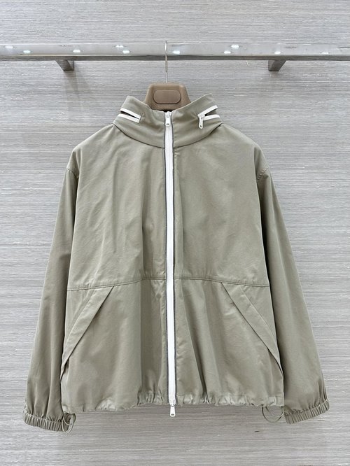 Brunello Cucinelli High - end Oxford Cotton Hooded Trench Coat