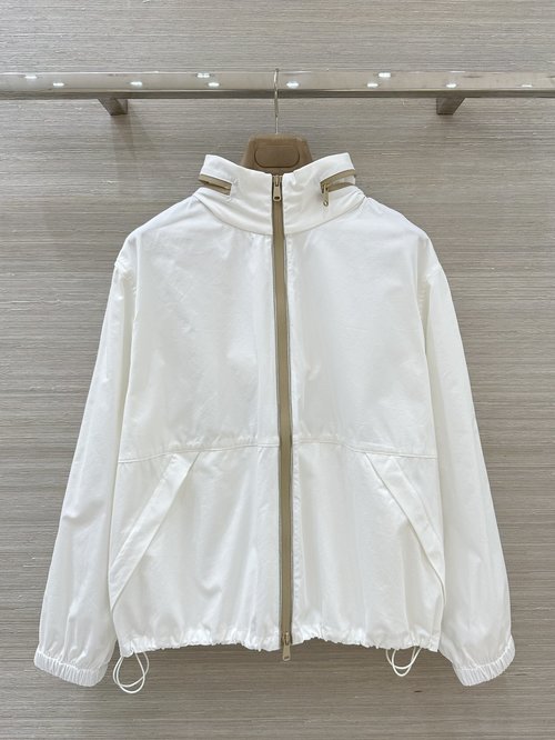 Brunello Cucinelli High - end Oxford Cotton Hooded Trench Coat