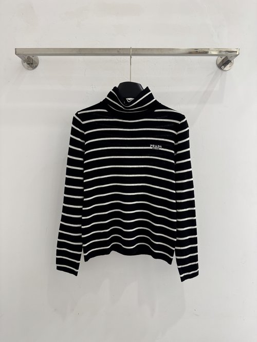 Prada Contrast Stripe Turtleneck Base Layer for Timeless Look