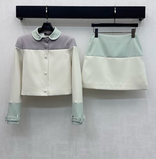 Fendi Color-Blocked Blazer and Skirt Set for French Sophistication