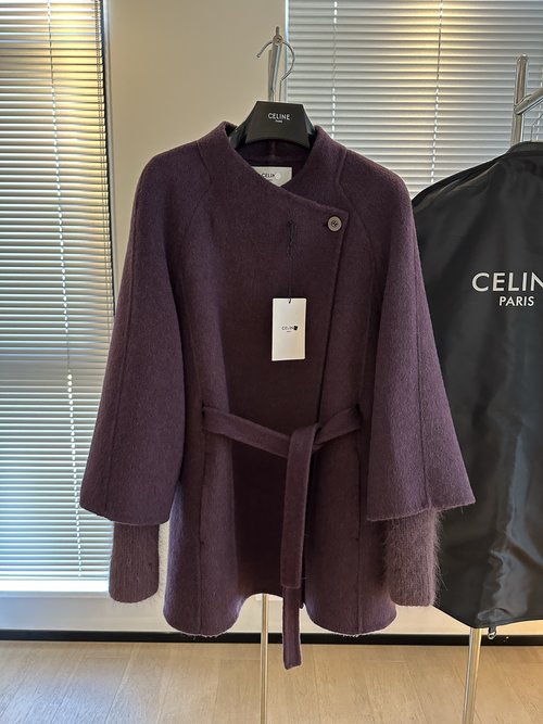 Celine Iconic A - Line Cashmere Coat with Belt and Cuffs