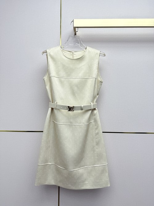 Louis Vuitton Sleeveless Dress: Vintage Floral with Matching Belt