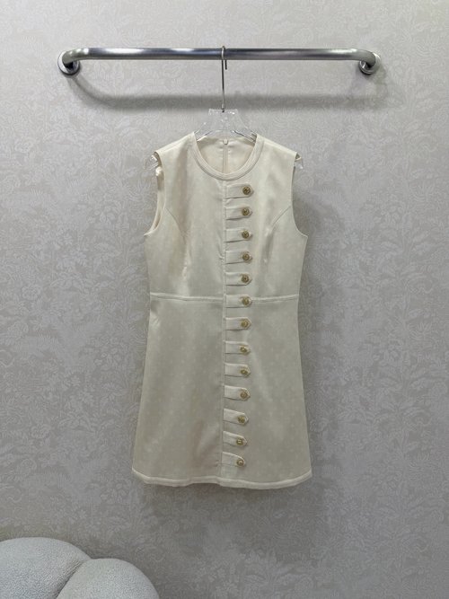 Louis Vuitton Simple Elegant Sleeveless Dress with Print Logo