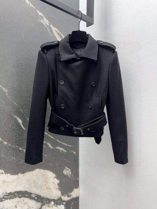 Loro Piana Double-Breasted Cropped Jacket with Waist Belt