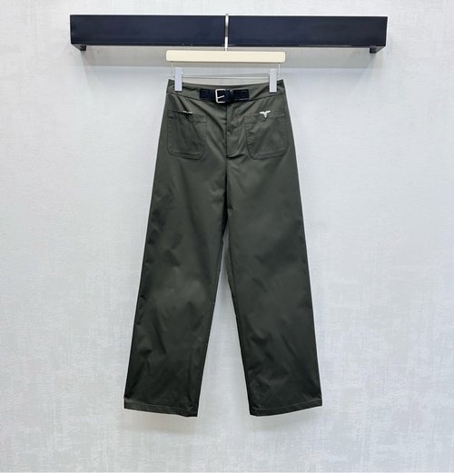 Louis Vuitton Custom Cotton Straight-Leg Trousers with Leather Buckle