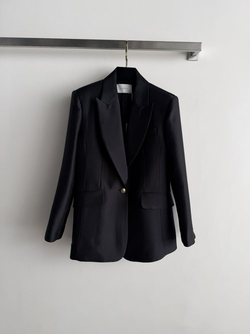 Loro Piana Classic Black Suit Jacket with Gold Buttons, Elegant & Practical