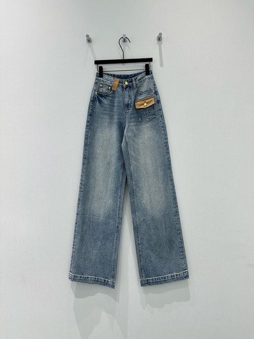 Celine High-end Floral Embroidered Jeans