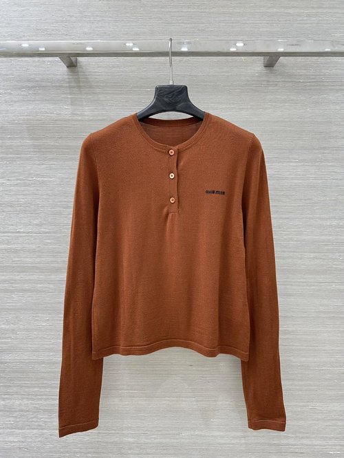 Miu Miu Miu-Style Collared Knit Long Sleeve Sweater, Timeless Style