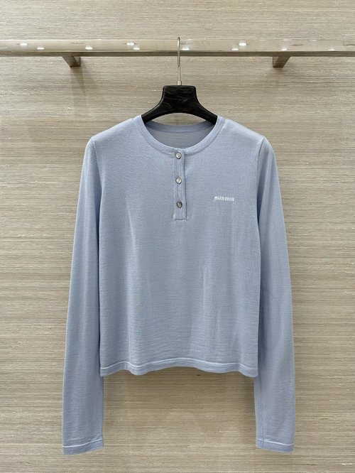 Miu Miu Miu-Style Collared Knit Long Sleeve Sweater, Timeless Style