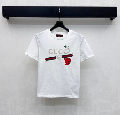 Gucci Customized Imported Cotton Logo Round-neck T-shirt