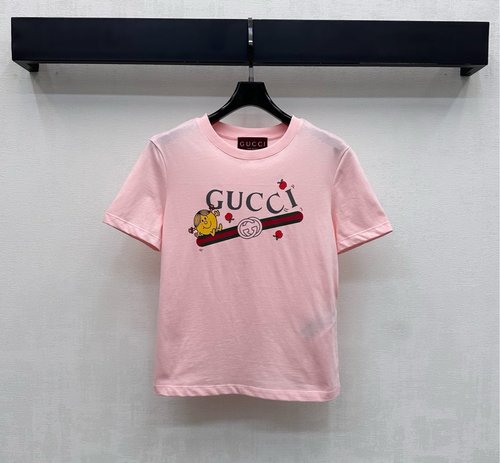 Gucci Imported Cotton Round-neck T-shirt with Logo