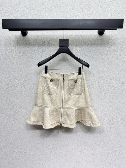 Louis Vuitton Beige Vintage Print Fish Tail Skirt for Daily Dressing