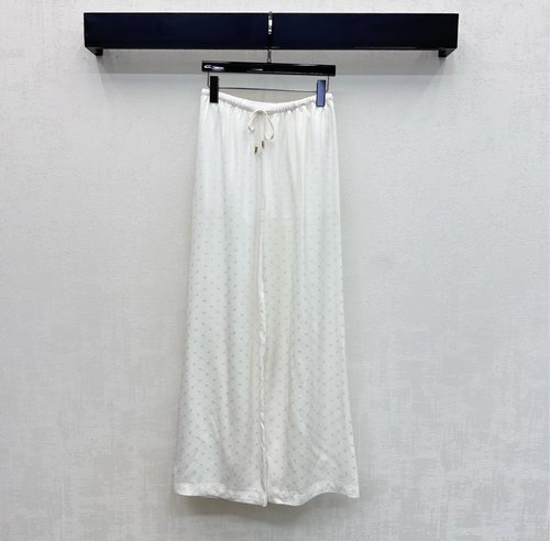 Celine Twill Dim Jacquard Embroidered Wide-Legged Pants