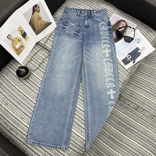 Chrome Hearts Denim Straight-leg Pants with Letter Print