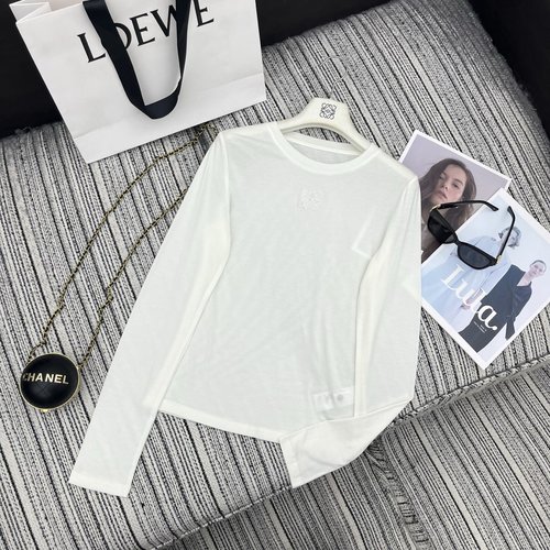 Loewe Embroidered Letter Logo Round-Neck Long-Sleeve T-Shirt