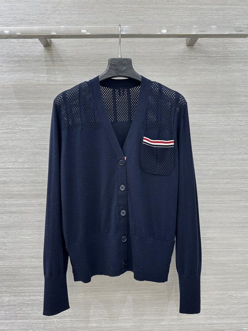 Thom Browne Exclusive Crochet Silk-Wool Cardigan, Classic and Fashionable