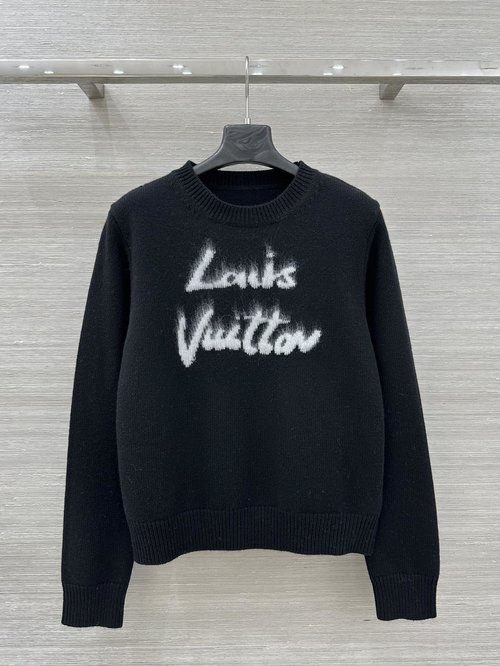 Louis Vuitton High-Quality Jacquard Letter Cashmere Sweater with Contrast Colors