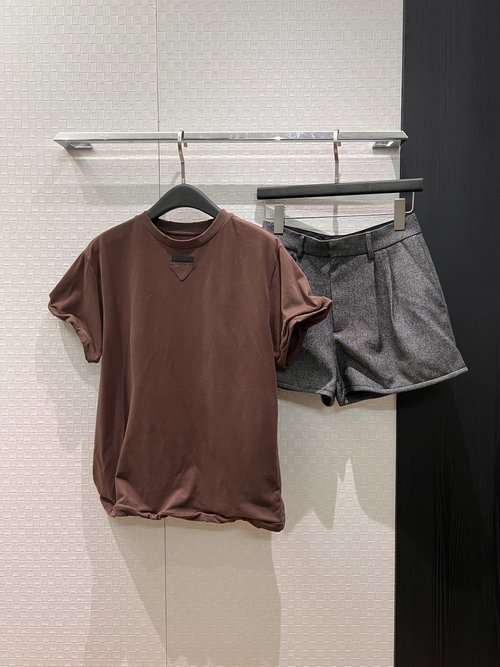 Prada Aluminum Wire Minimalist T-Shirt with Triangle Label