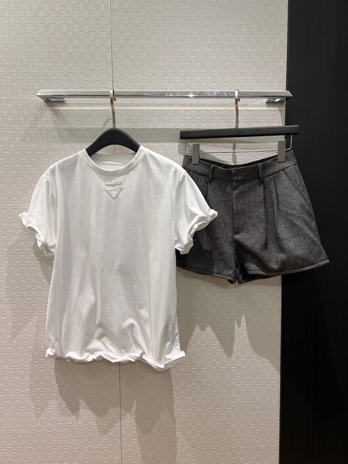 Prada Aluminum Wire Minimalist T-Shirt with Triangle Label
