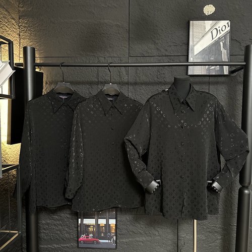 Louis Vuitton Custom Jacquard Stand - Collar Shirt in Black & White