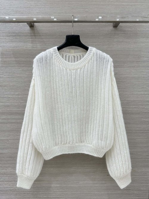 Loewe Exclusive White-moonlight Soft Mohair Bat-sleeve Top