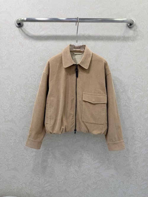 Brunello Cucinelli Italian Luxury Corduroy Jacket with Elastic Hem