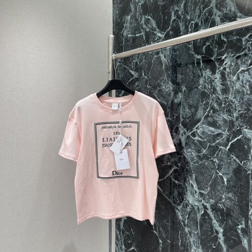Dior Classic French Elegance Pink Embroidered Logo T-Shirt