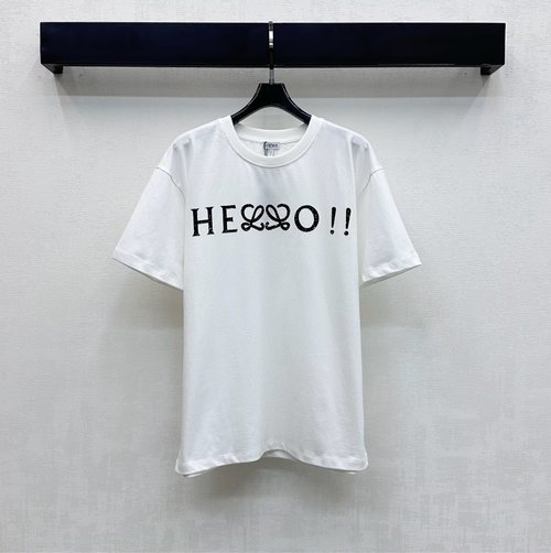 Loewe Round Neck Printed and Embroidered Cotton T-Shirt