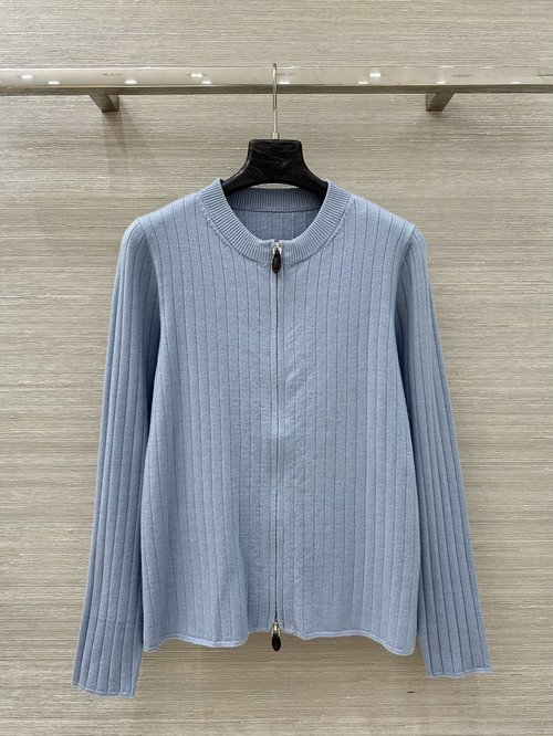 Loro Piana High-end Double-zipper Wool Cardigan, Elegant and Versatile