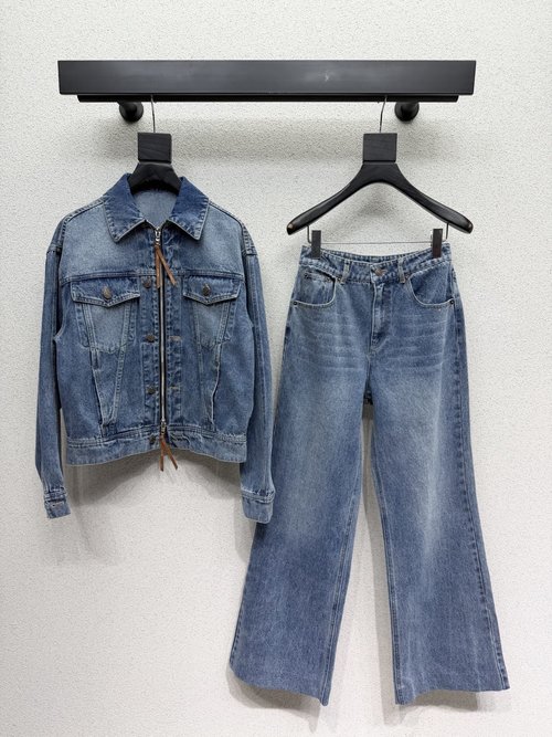 Celine Custom Imported Denim Jacket and Pants Ensemble
