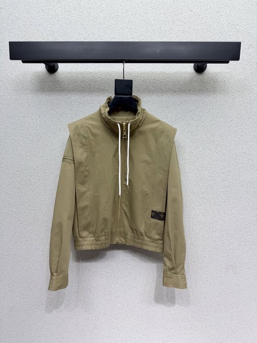 Louis Vuitton Khaki Casual Coat with Fine Craftsmanship