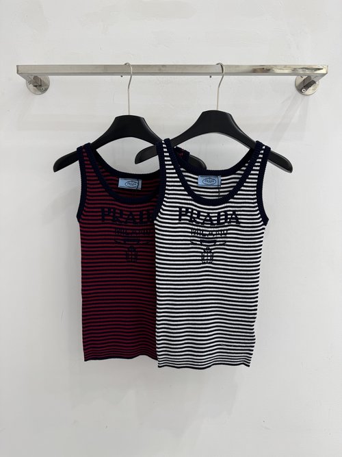 Prada Soft and Comfortable Classic Stripe Knit Sling Vest